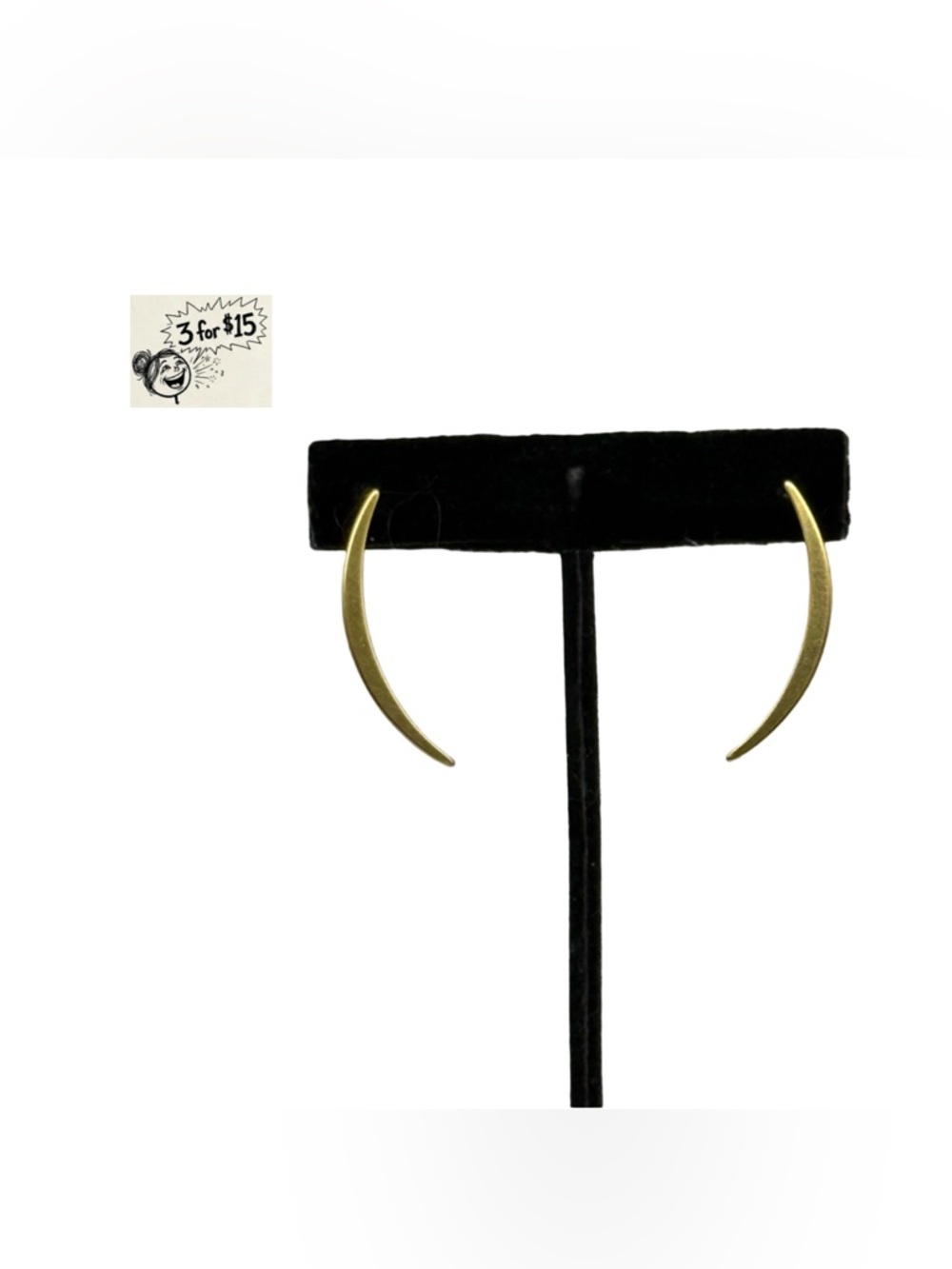 Gold Tone Crescent Curve Hoop Earrings - Minimal Women's Jewelry